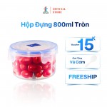 Hộp Tròn Đựng Thực Phẩm Việt Son 800ml Nắp Khóa 4 Cạnh Kín Hơi